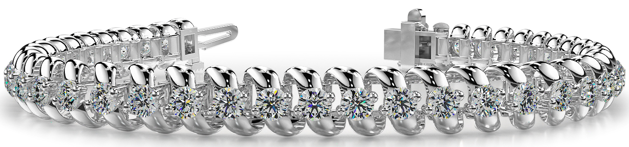 Spiral Link Diamond Tennis Bracelet